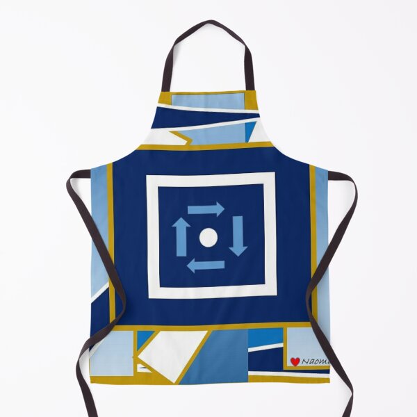 Blue Gold and White Directions Apron