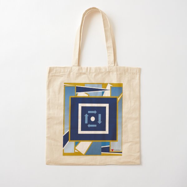 Blue Gold and White Directions Cotton Tote Bag