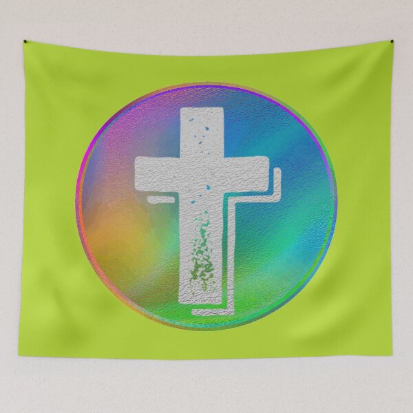 Item preview, Rainbow Circle with Cross - Christian Design designed and sold by TheKingdomAttic.