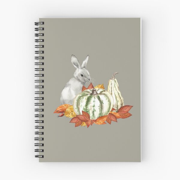 Item preview, Cute bunny with pumpkins and falling leaves - Autumn greetings designed and sold by FunnyChameleon.