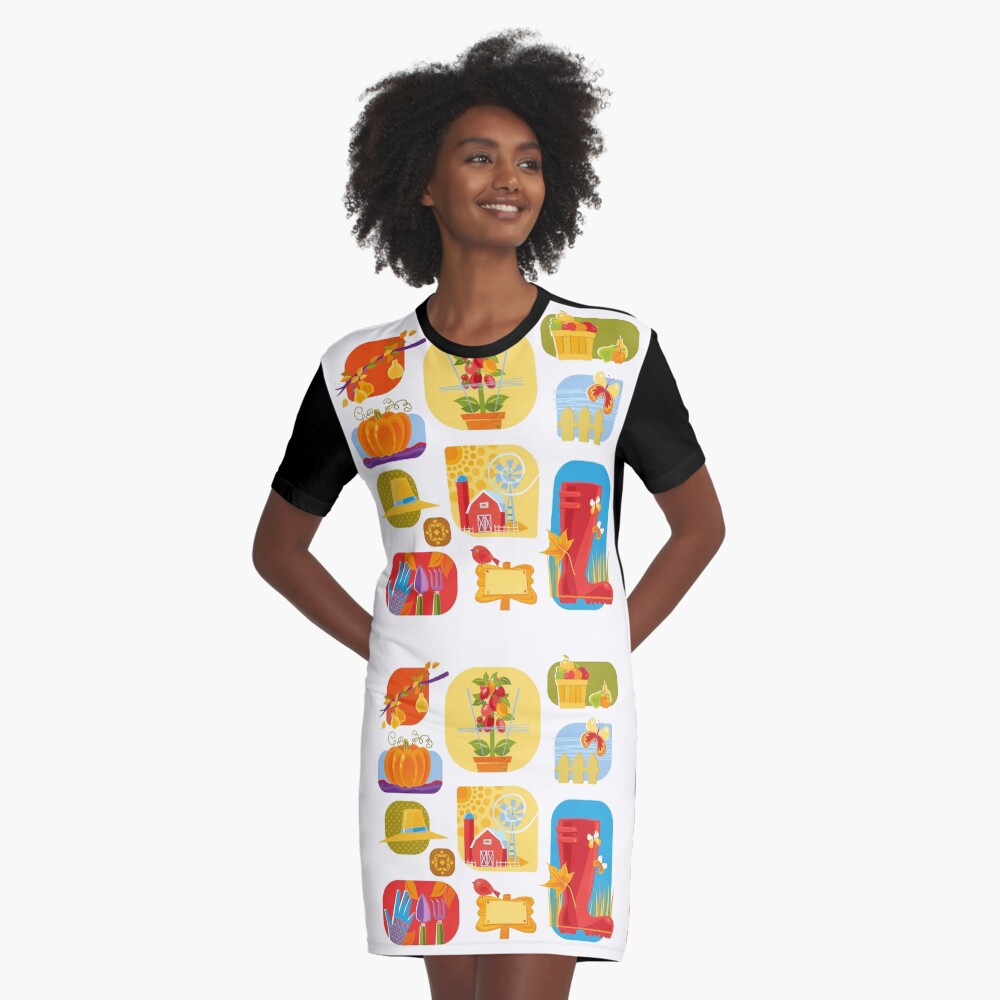 Autumn Farm Graphic T-Shirt Dress