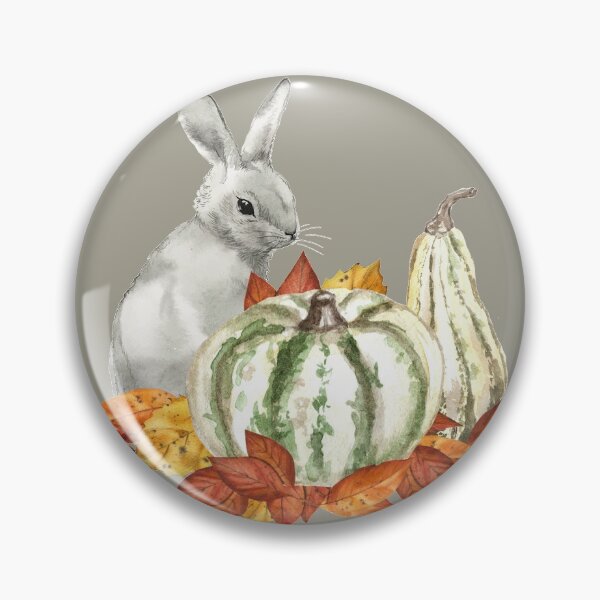 Item preview, Cute bunny with pumpkins and falling leaves - Autumn greetings designed and sold by FunnyChameleon.