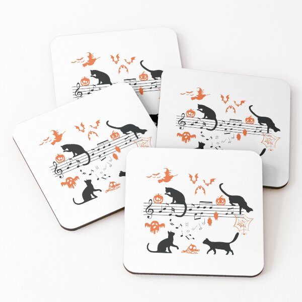 Item preview, Halloween Spooky and Scary Cats Playing Music Notes designed and sold by Blok45.