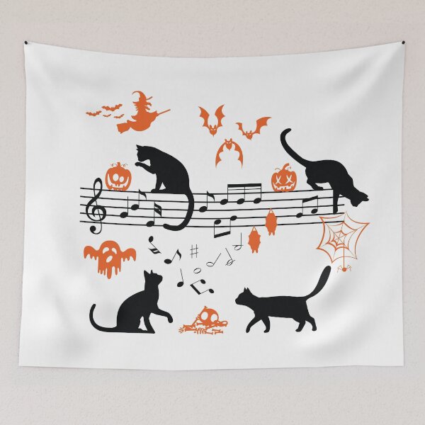 Item preview, Halloween Spooky and Scary Cats Playing Music Notes designed and sold by Blok45.