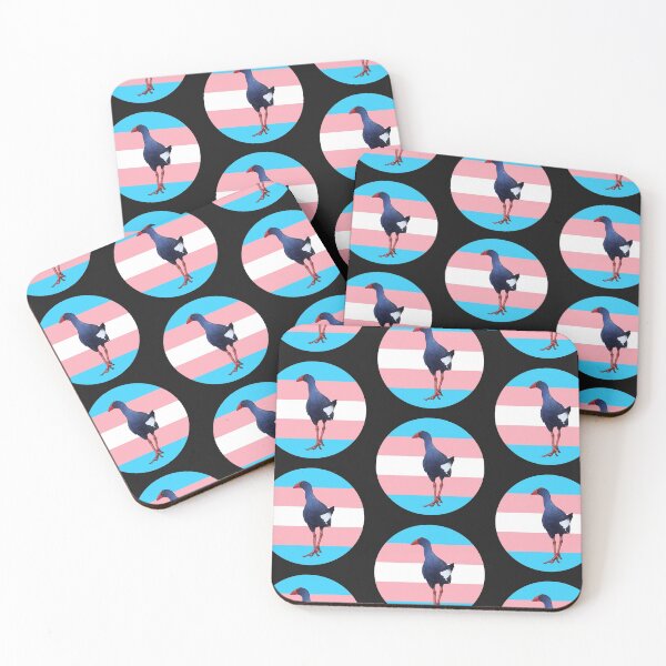 Pūkeko - trans flag Coasters (Set of 4)