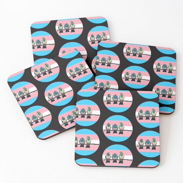 Kererū - trans flag Coasters (Set of 4)