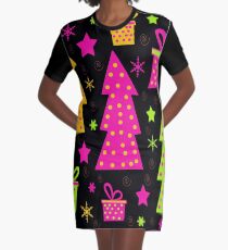 Playful colorful Xmas Graphic T-Shirt Dress