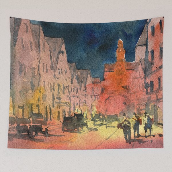 Item preview, Rothenburg, Germany - Impressionist Watercolor Painting designed and sold by darrenyeoart.