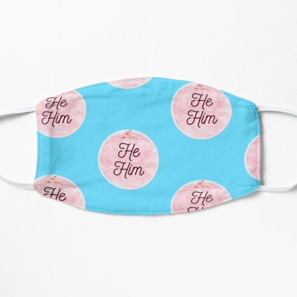 He Him pronouns (pink) Flat Mask