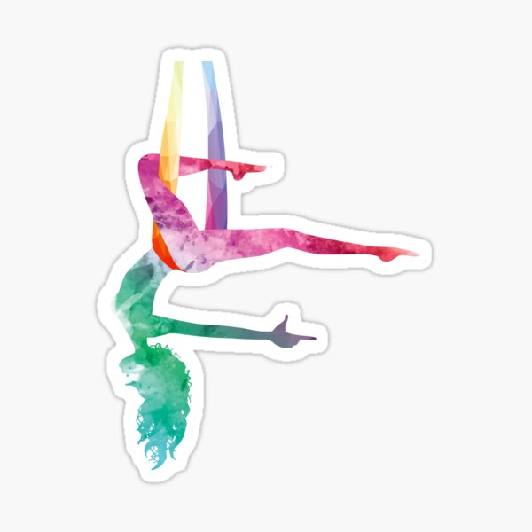 Aerial Yoga Acrobatic Sport Aerialist Gymnastics Watercolor Workout  Sticker for Sale by Merchking1