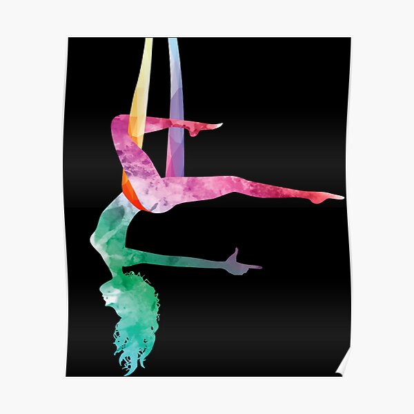 Aerial Yoga Acrobatic Sport Aerialist Gymnastics Watercolor Workout Poster