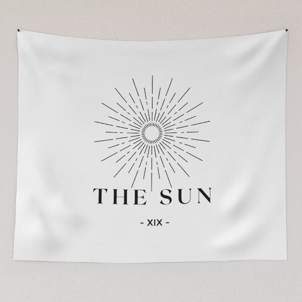 Item preview, The sun Tarot Card XIX Minimalist Black and White designed and sold by Manoondaly.
