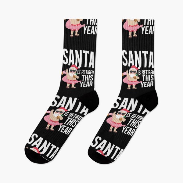 Item preview, Santa is Retired This Year, Relaxing Santa at the Beach With Flamingo  designed and sold by Merchking1.