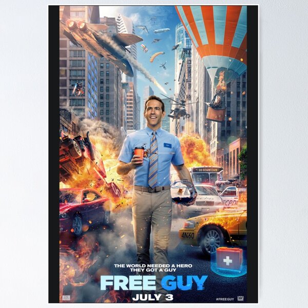 FREE GUY MOVIE POSTER 2 Sided ORIGINAL FINAL 27x40 RYAN REYNOLDS JODIE COMER