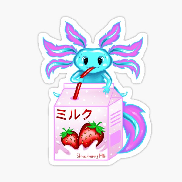 Goodness Poetic Kawaii Axolotl Strawberry Milk Shake Carton