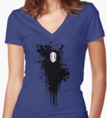 Ink face Women's Fitted V-Neck T-Shirt