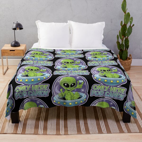 Item preview, Cute alien holding candy in a flying saucer  designed and sold by MeilichKurtti.