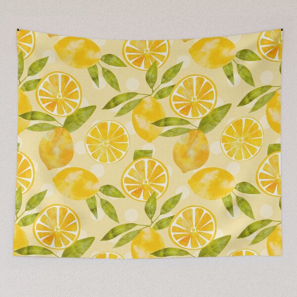 Item preview, Yellow Watercolor Lemon Slices Fruit Pattern designed and sold by danzoart.