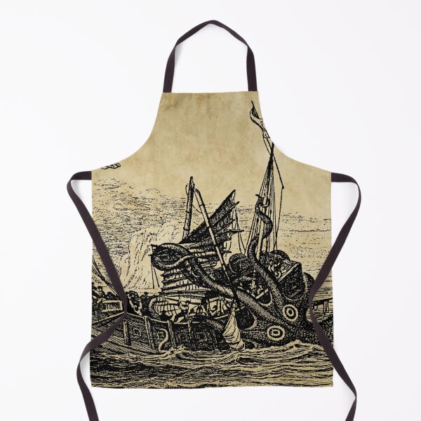 Item preview, Vintage Kraken attacking ship illustration designed and sold by monsterplanet.