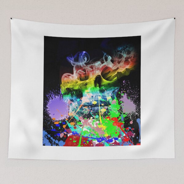 Item preview, Rainbow Skull Smoke Paint Ink Black  designed and sold by FreshThredz.