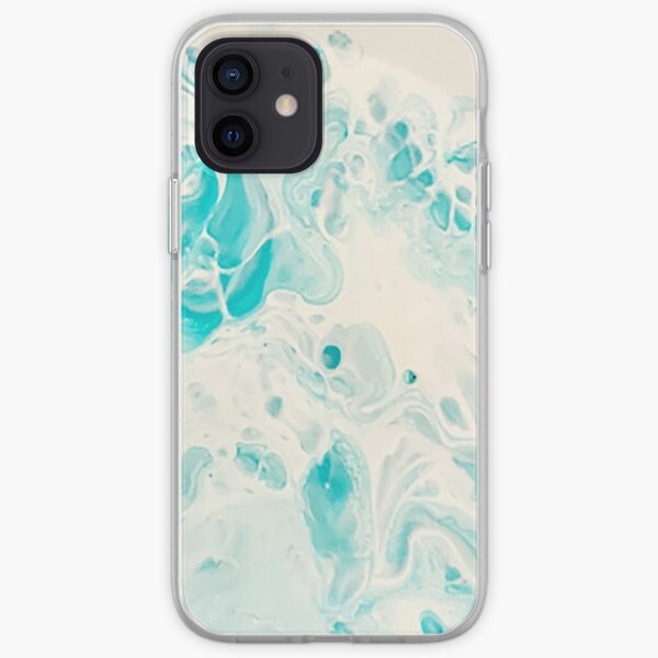 Abstract Acrylic Painting 04 - blue ocean, water, wave, milky iPhone Soft Case
