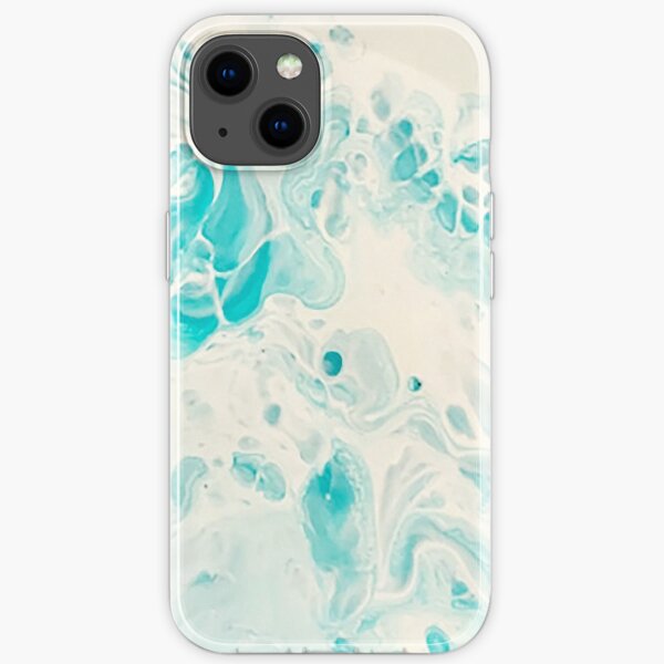 Abstract Acrylic Painting 04 - blue ocean, water, wave, milky iPhone Soft Case