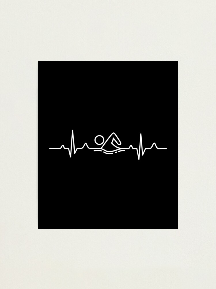 "Heartbeat Swimming, Funny Swimming Triathlon, Swimmer Heartbeat Swim
