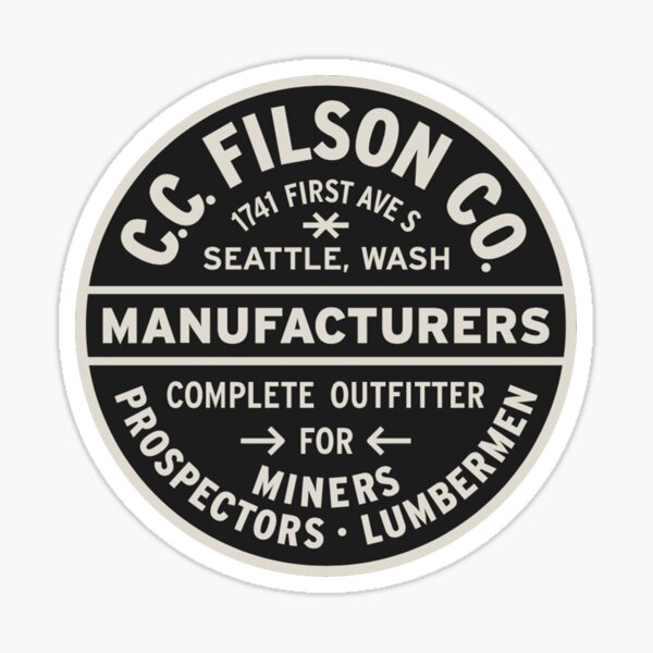 Filson Logo Black Grey Outdoor Hunting Clothing Sticker/Decal Approx 6” 
