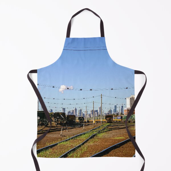 Item preview, Freight trains in the rail yard with Melbourne skyline in the background designed and sold by James-Cole.