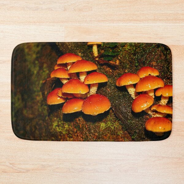 Item preview, A troop of Hypoloma fasciculare fungi mushrooms growing from rotten wood designed and sold by James-Cole.