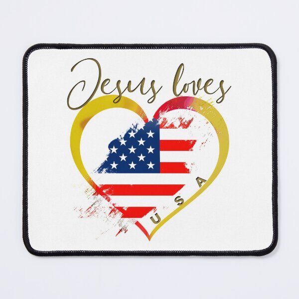 Item preview, Jesus loves USA - Christian Quote, Heart and Flag designed and sold by TheKingdomAttic.