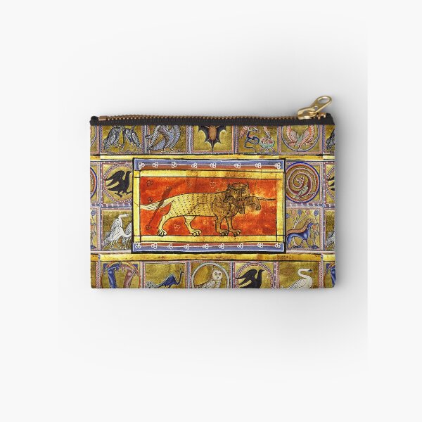 Item preview, MEDIEVAL BESTIARY,MOTHER WOLF AND BABY  WOLF, FANTASTIC ANIMALS IN GOLD RED BLUE COLORS designed and sold by BulganLumini.