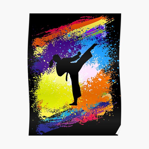 Male Taekwondo Black and White Watercolour Art Print dMartial Arts Print Taekwondo Player Poster Print Taekwondo Martial Arts Poster