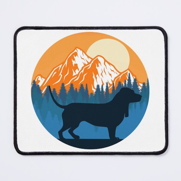 Item preview, Basset Hound Dog Silhouette Sunset Mountain Forest basset hound lover designed and sold by alaechamlal.