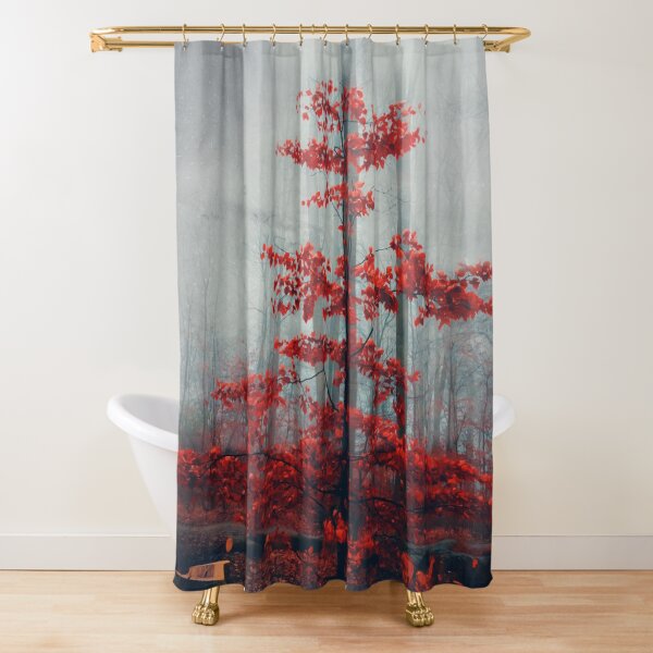 Wonder Tree - Small Beech Tree with Red Fall Foliage Shower Curtain