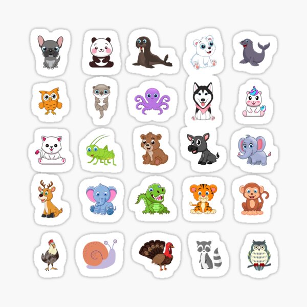 choose large sticker!* Mega Cute Animals #1 Sticker for Sale by
