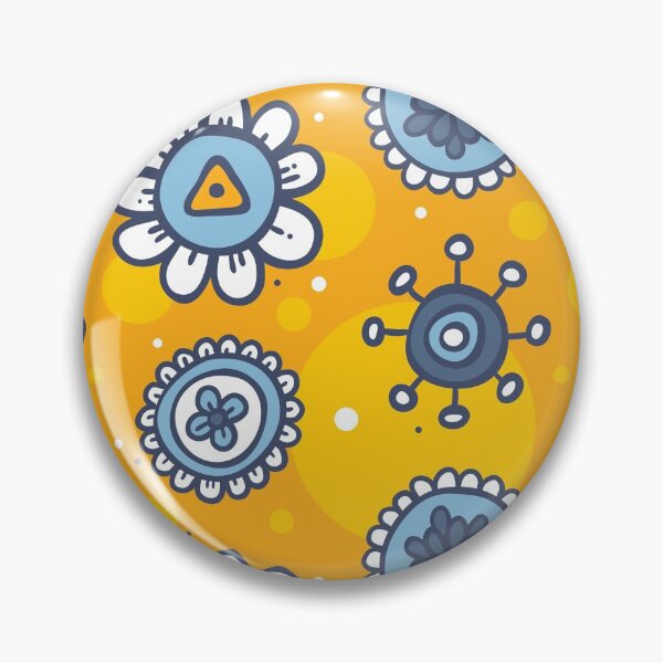 Item preview, Yellow, White, Blue Flower Hand Drawn Doodle Pattern designed and sold by GeeHanz.