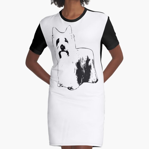 Australian Silky Terrier Abstract Graphic T-Shirt Dress