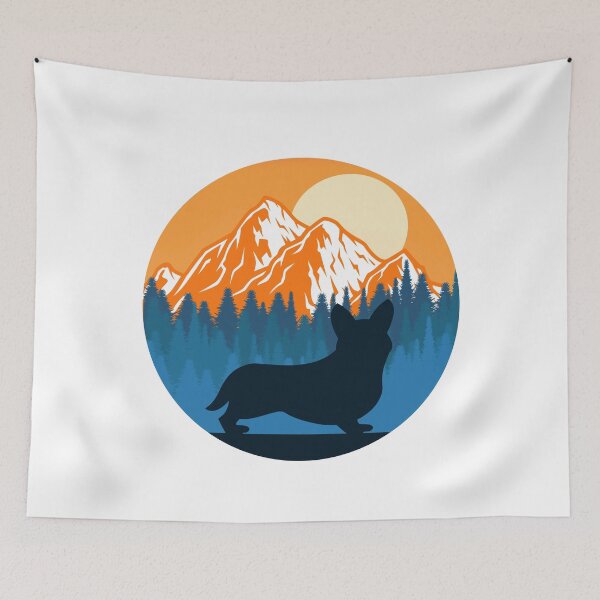 Item preview, Corgi Dog Silhouette Sunset Mountain Forest corgi lover designed and sold by alaechamlal.