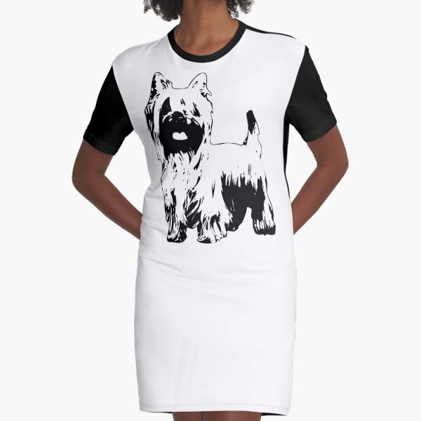 Silky Terrier - Australian Silky Terrier Abstract Graphic T-Shirt Dress