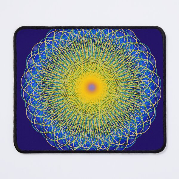 Item preview, Guilloche Mesmerizing Mandala Yellow and Blue designed and sold by headpossum.
