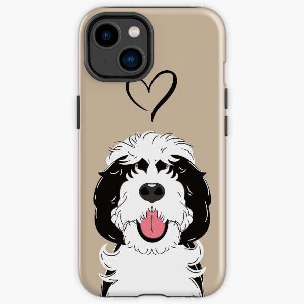 LOVE Black and White Sheepadoodle 1 iPhone Tough Case