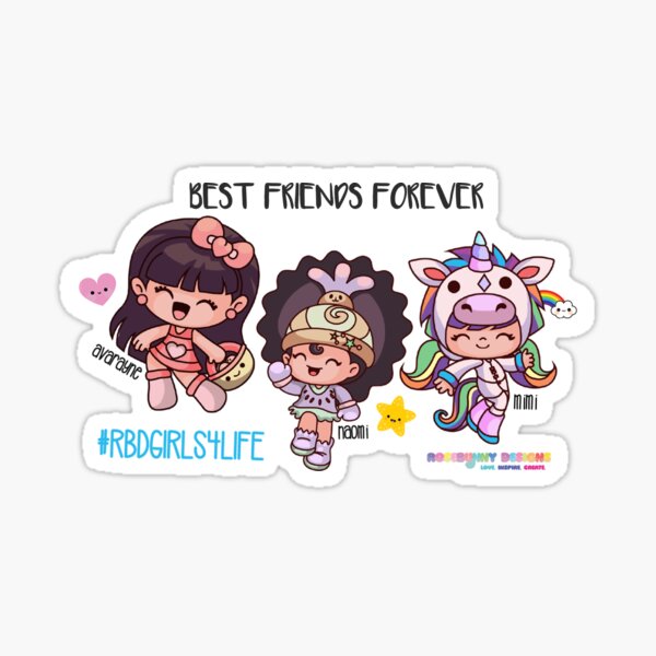 "Rosebunny Designs Girls BEST FRIENDS FOR LIFE" Sticker for Sale by