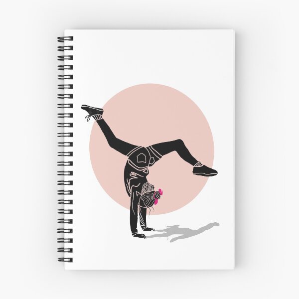 Item preview, Girl doing Handstand Feel Good Black Silhouette on Girly Pink Circle designed and sold by PrintHatcher.