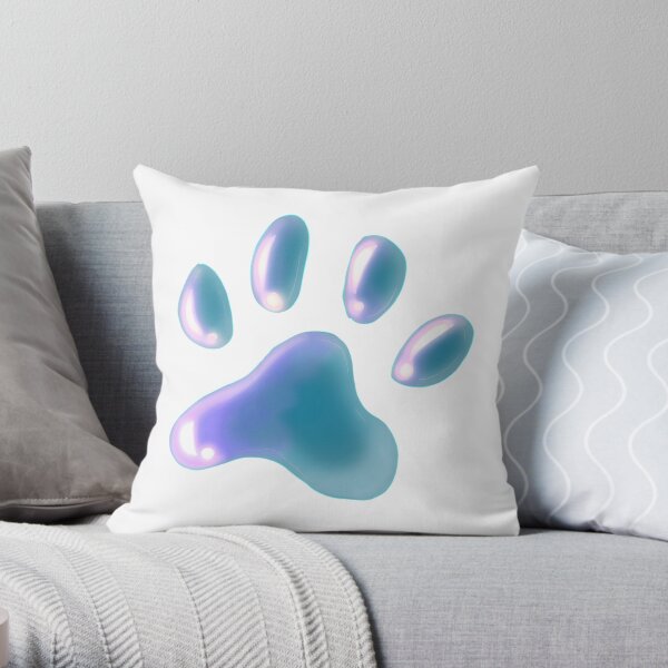 Light Blue Paw Throw Pillow