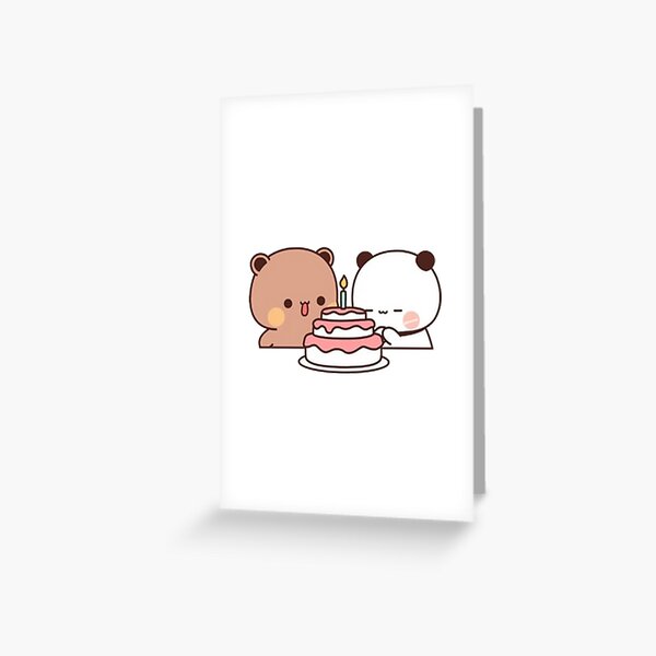 peach and goma mochi bear Greeting Card