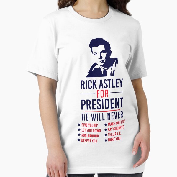 Vista previa del artículo con la obra «Rick Astley para presidente», diseñado y vendido por kjanedesigns.