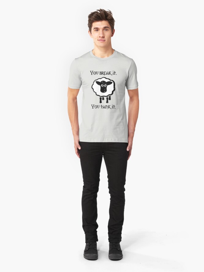Alternate view of You Tank It - sheep (distressed) Slim Fit T-Shirt