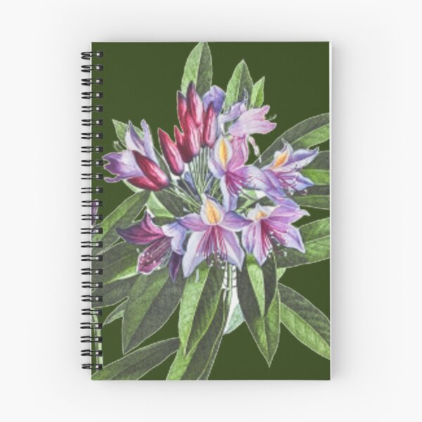 Artikelvorschau, Vintage Malerei Rhododendron Jean Louis Provost auf grünem Hintergrund entworfen und verkauft von Rockpools.