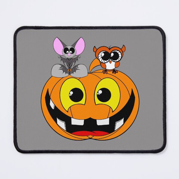 Item preview, HALLOWEEN CARTOON PUMPKIN with BAT & OWL designed and sold by CelebraToons.